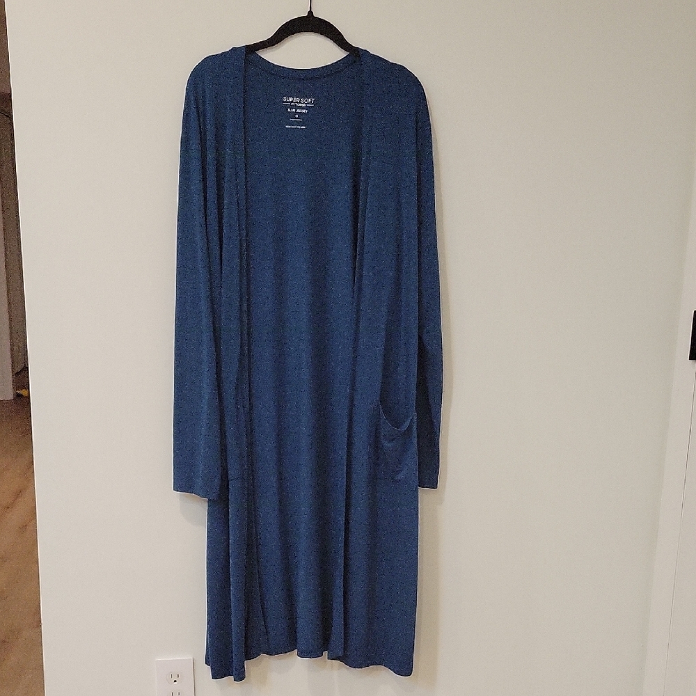 Torrid Teal Green Blue Super Soft Slub Jersey Long Open Cardigan Size 0